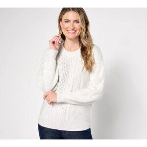 AnyBody Mixed Stitch Crewneck Sweater Size L Heather Gray A670913
